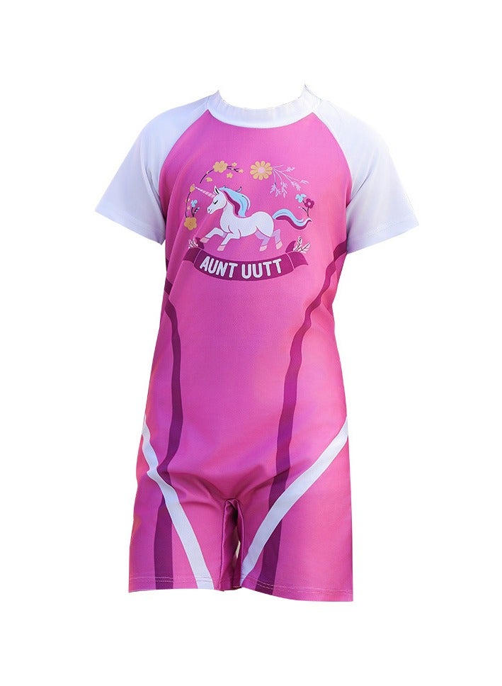 ملابس سباحة للأطفال من قطعة واحدة برسومات كرتونية لوحيد القرن للبنات - Image 3