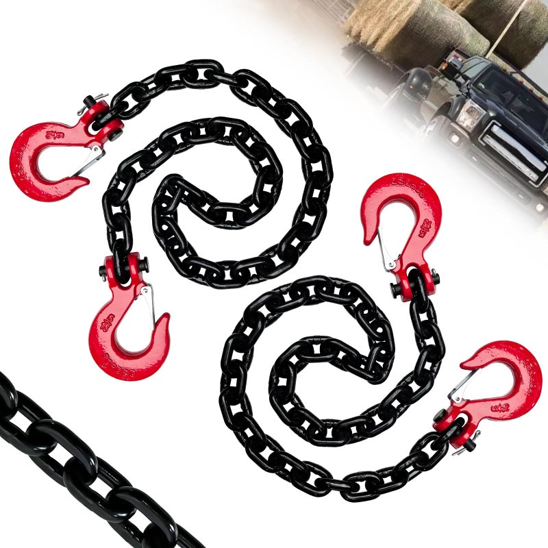 SENKEYFE 5/16" Trailer Safety Chains G80 Tow Chains with G70 Clevis Safety Hooks|36" Heavy Duty 4900 lbs Safety Working Load 17000 lbs Break Strength Transport Chains |Truck Binding Chains (2 Pack EP Black) - Image 1