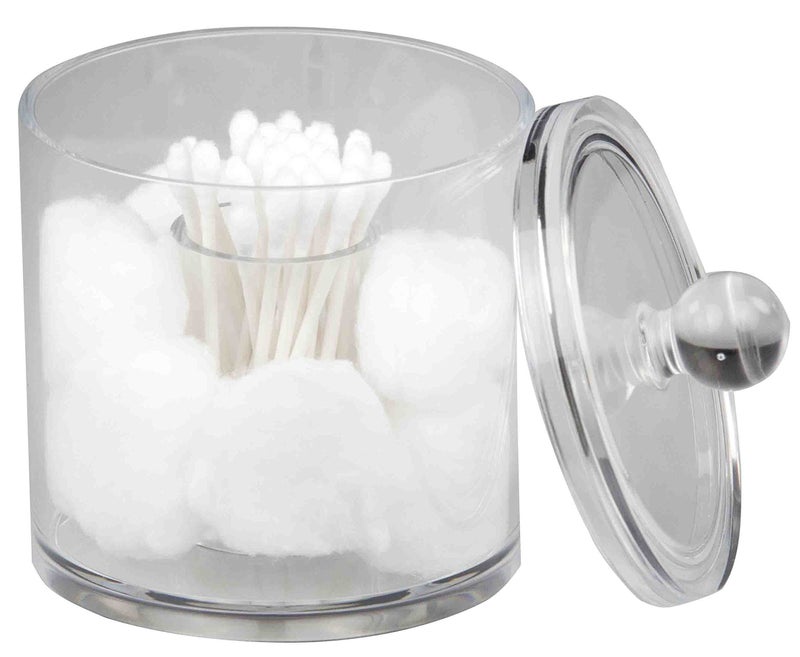Home Basics Acrylic Cotton Ball and Swab Holder Qtip Storage Organizer Clear