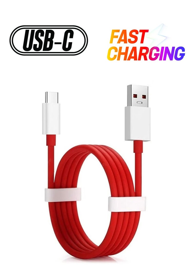 Raxoom 1-Pack OnePlus Type-C Dash Charging USB Data Cable â€“ Red, Fast Charging & Data Transfer - Image 1