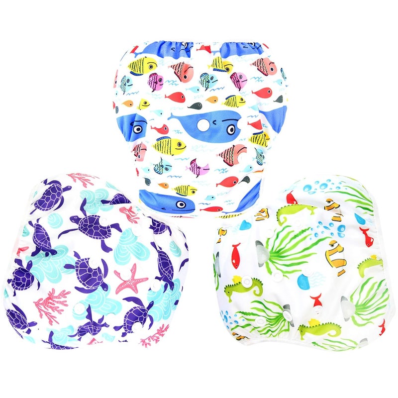 Langsprit 3 Pack Swim Diaper for Baby & Toddle,Reuseable Washable Diaper Swim for Swimming Lesson & Baby Shower Gifts - Image 1
