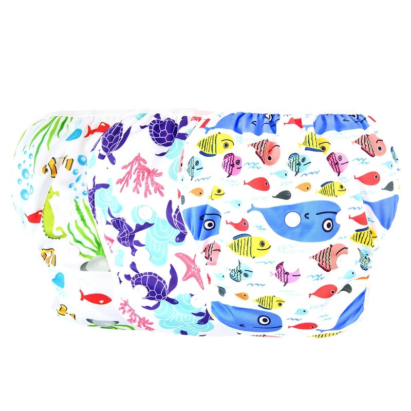 Langsprit 3 Pack Swim Diaper for Baby & Toddle,Reuseable Washable Diaper Swim for Swimming Lesson & Baby Shower Gifts - Image 2