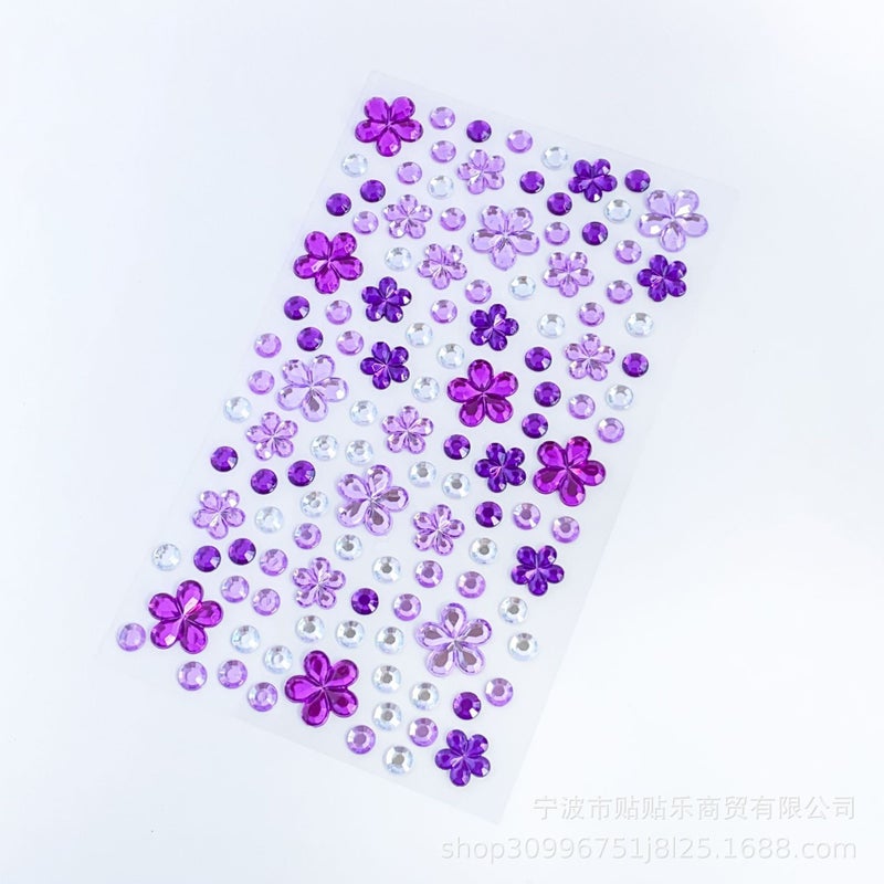 Generic Pearl Diamond Stickers for Kids Face Decoration Purple flower diamond sticker (gypsophila style) 