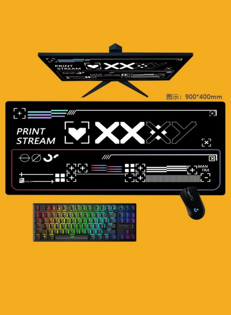 Large Gaming Mouse Pad Stitched Edges Extended Mousepad Smooth Cloth Surface Non-Slip Rubber Base Waterproof Anime Fine Woven Jacquard Spill-Resistant Desk Pad for Keyboard and Mouse for Precise and Quick Gliding of the Mouse Black(Geometry)