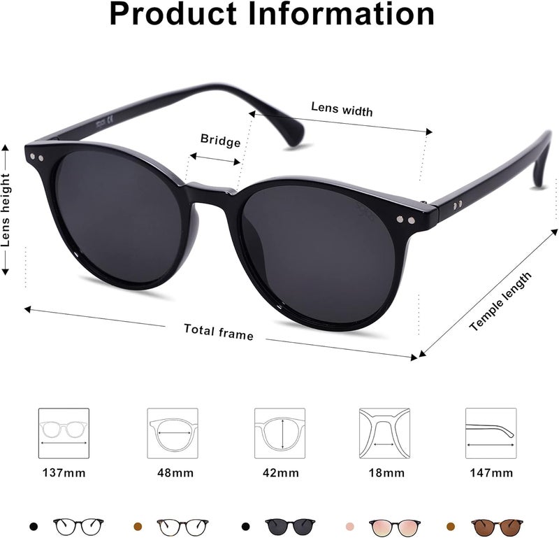 Sojos Small Round Classic Polarized Sunglasses for Women Men Vintage Style UV400 Lens MAY SJ2113 - Image 5