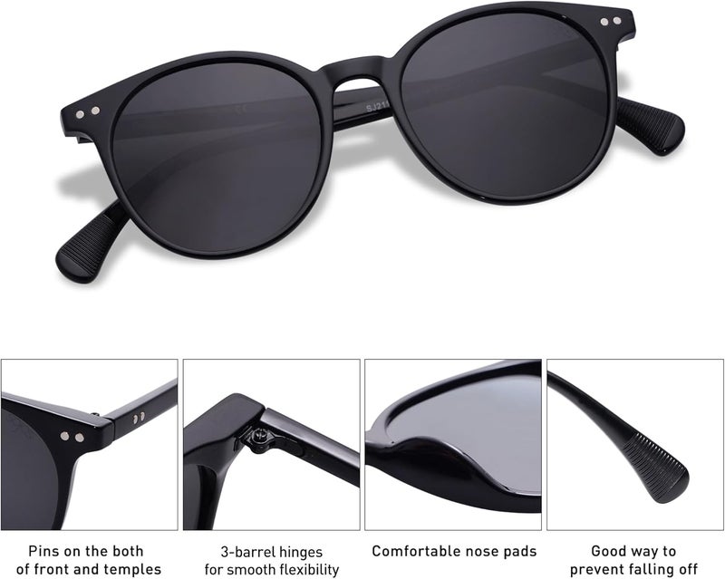 Sojos Small Round Classic Polarized Sunglasses for Women Men Vintage Style UV400 Lens MAY SJ2113 - Image 4