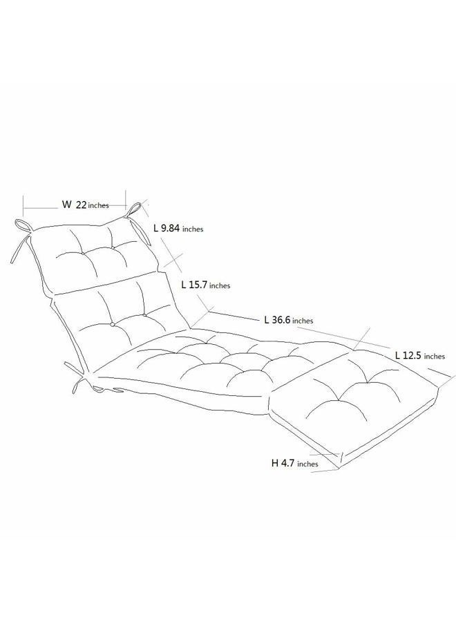 QILLOWAY Outdoor Chaise Lounge Cushion Waterproof Patio Lounge Chair Cushion Replacement,Tan, Grey - Image 2