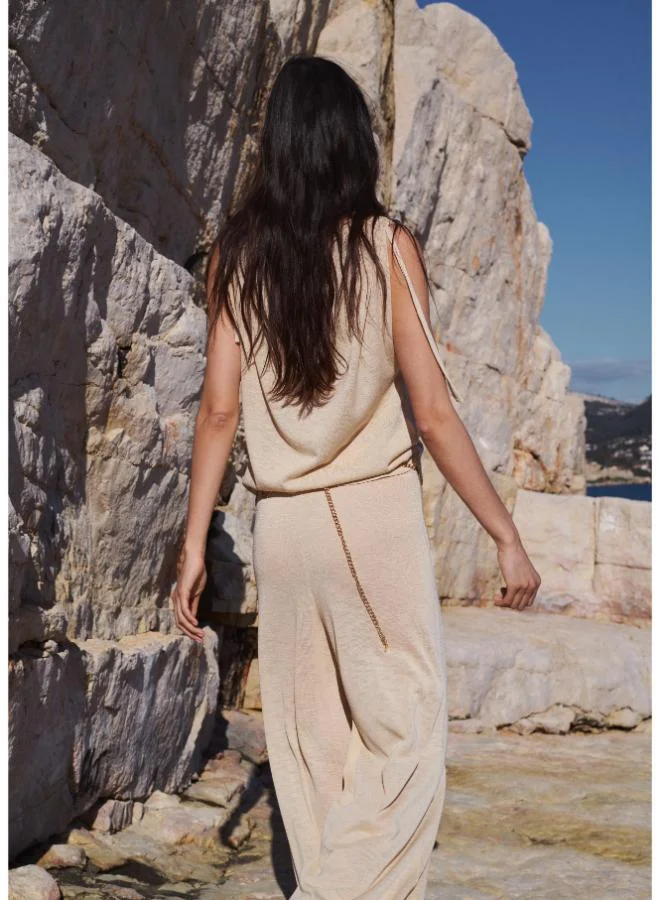 Mango Fine Knit Trousers With Knot Detail