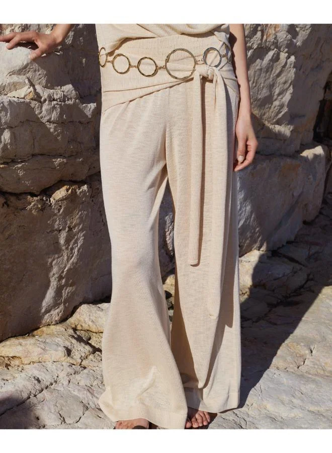 Mango Fine Knit Trousers With Knot Detail