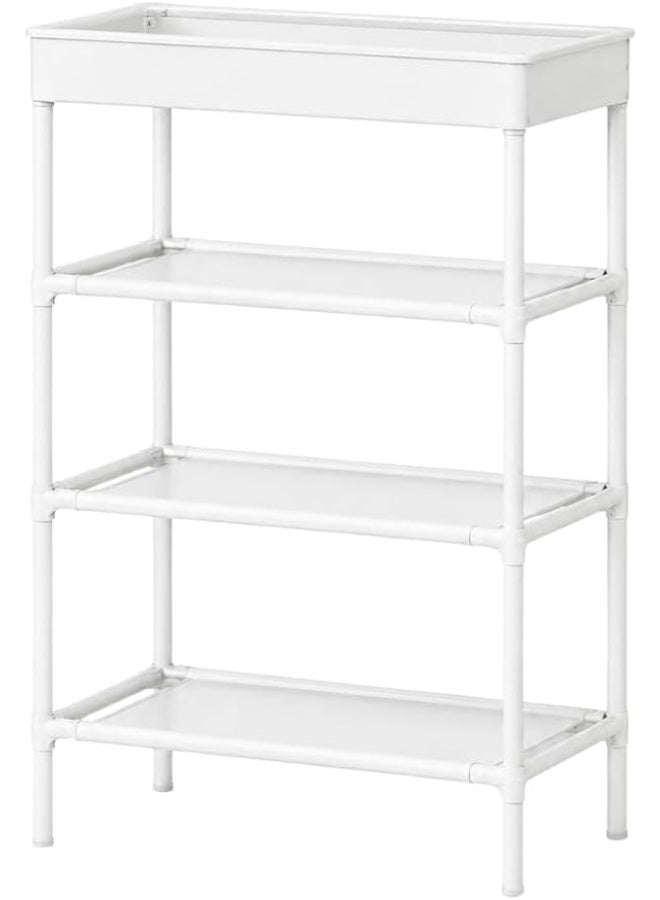 4-Tier Slim Storage Organizer Rack with Top Basket – Space-Saving Narrow Shelf Unit for Kitchen, Bathroom & Shoes - Image 1