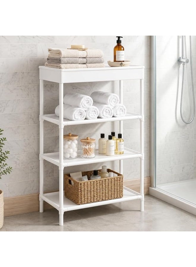 4-Tier Slim Storage Organizer Rack with Top Basket – Space-Saving Narrow Shelf Unit for Kitchen, Bathroom & Shoes - Image 4