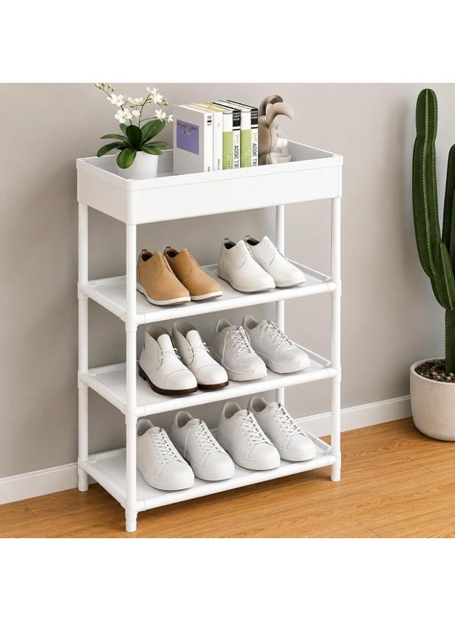 4-Tier Slim Storage Organizer Rack with Top Basket – Space-Saving Narrow Shelf Unit for Kitchen, Bathroom & Shoes - Image 3