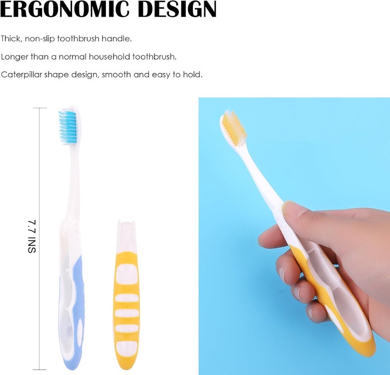 Wrixty Folding Travel Toothbrush with Built-in Cover, Individually Wrapped, Perfect for Camping, Hiking (4) - Image 2