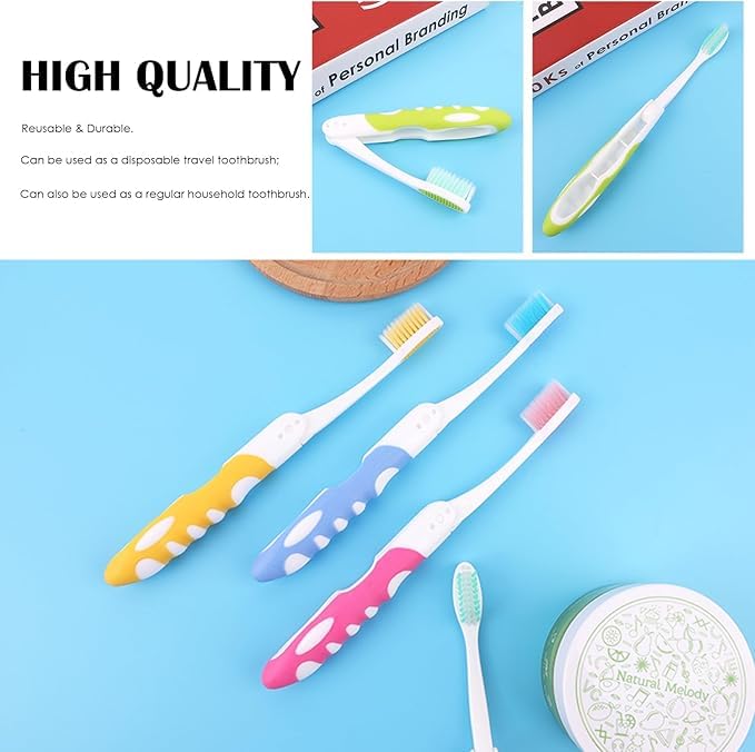 Wrixty Folding Travel Toothbrush with Built-in Cover, Individually Wrapped, Perfect for Camping, Hiking (4) - Image 4