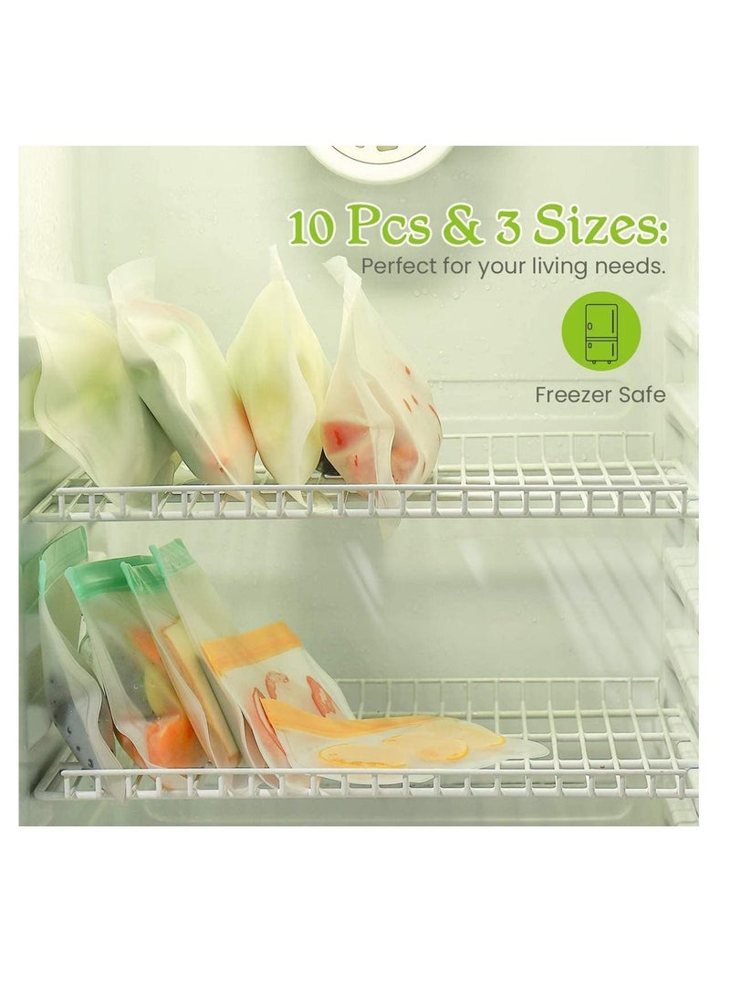 SYOSI Reusable Food Storage Bag, 10 Packs Ziplock Bags Extra Thick Leakproof Degradable Freezer Bag(4L+ 4M + 2S), BPA free Sandwich Bags Lunch Bag for Sandwich, Snack, Liquid, Lunch, Fruit, Travel - Image 5