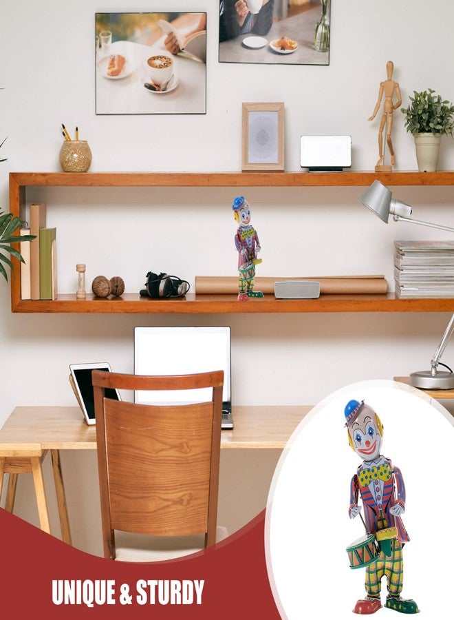 STOBOK Wind up Tinplate Drumming Clown Toy - Retro Nostalgia Collectible for Decoration, Adults Collection, Home & Office Decor - Image 4