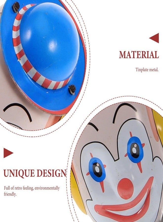 STOBOK Wind up Tinplate Drumming Clown Toy - Retro Nostalgia Collectible for Decoration, Adults Collection, Home & Office Decor - Image 2