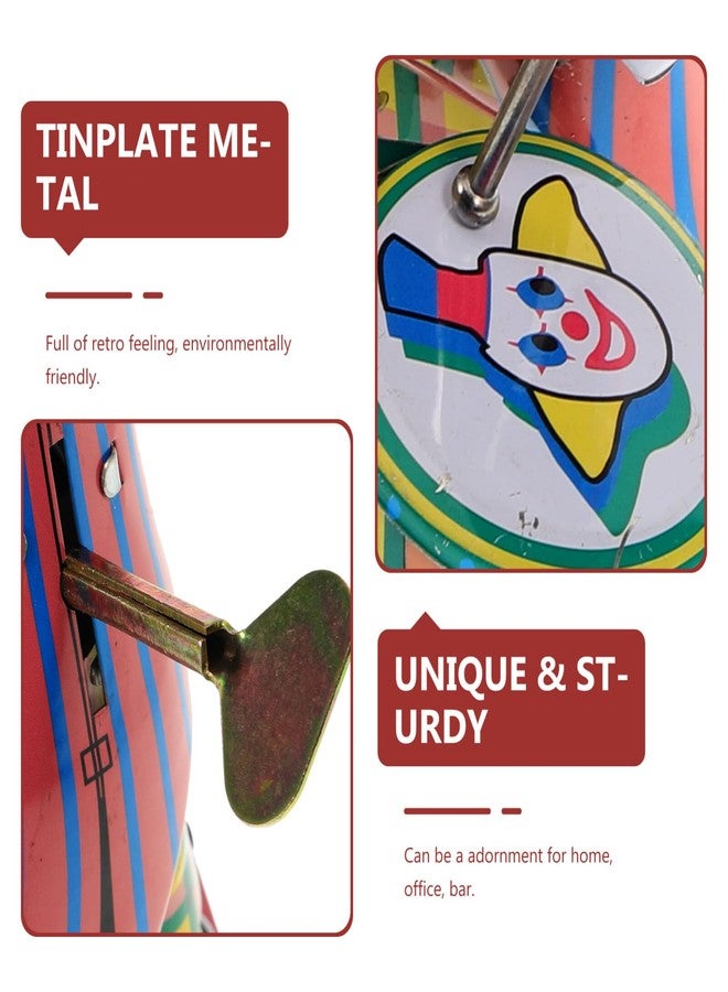 STOBOK Wind up Tinplate Drumming Clown Toy - Retro Nostalgia Collectible for Decoration, Adults Collection, Home & Office Decor - Image 3