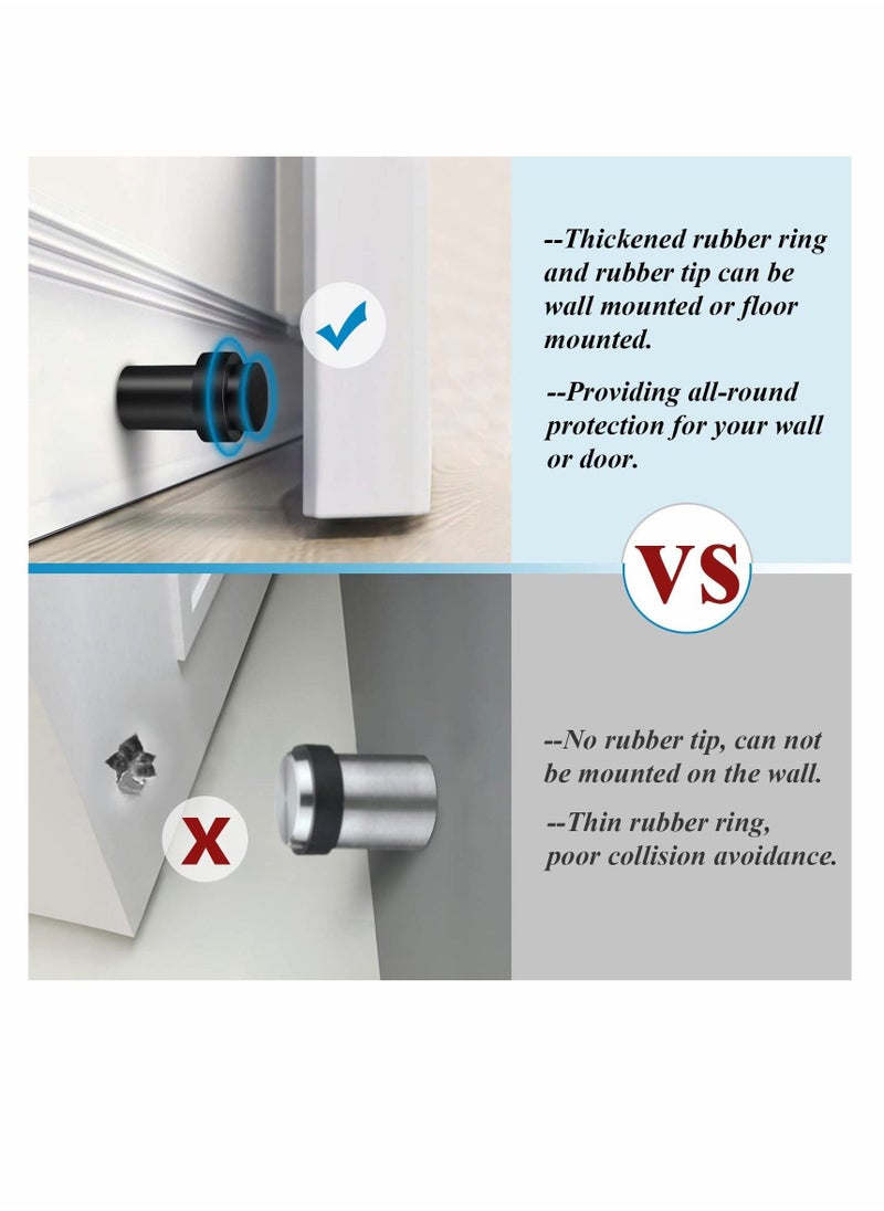Generic Door Stoppers, Floor Mounted Door Stop Black Heavy Duty Doorstop Stainless Steel Modern Door Stops Bumper Wall Protector Decorative Solid Rubber Tall Floor Door Stopper for Skirtings (2 Pack)  - Image 5