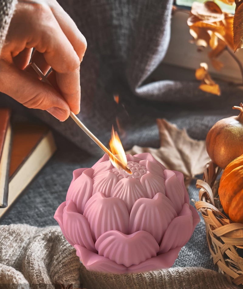 INIMAGINE Candle Making Material, Candle Mould Silicone, Silicone Mould Lotus Mousse Cake Silicone Mold Aromatherapy Candle Mold Handmade Soap Mold (6.5 * 4.5cm/2.55 * 1.77in) - Image 4