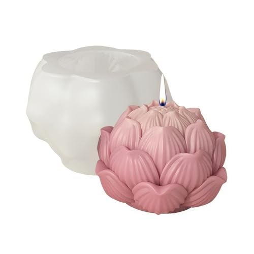 INIMAGINE Candle Making Material, Candle Mould Silicone, Silicone Mould Lotus Mousse Cake Silicone Mold Aromatherapy Candle Mold Handmade Soap Mold (6.5 * 4.5cm/2.55 * 1.77in) - Image 1