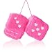 ORNALES Heart Embroidered Fuzzy Dice for Car Mirror 3 Inch Soft Plush Hanging Dice Vintage Couple Car Decoration AccessoriesRose Red - Image 2