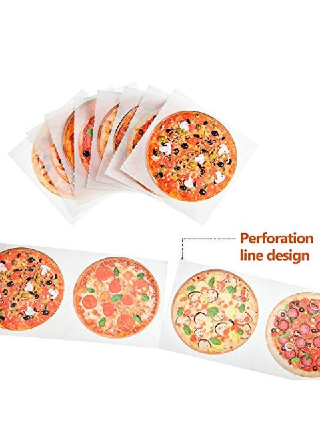 Outus 400 Pieces Pizza Roll Stickers Round Pizza Stickers Pizza Scratch Stickers Selfadhesive Round Label For Kid Learning Party Home Wall Decoration 9 Styles 1.5 Inches  - Image 3
