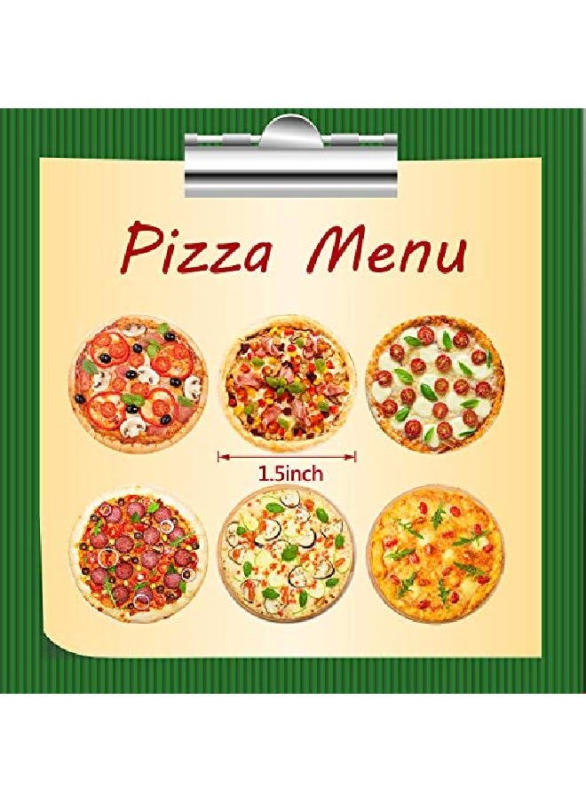 Outus 400 Pieces Pizza Roll Stickers Round Pizza Stickers Pizza Scratch Stickers Selfadhesive Round Label For Kid Learning Party Home Wall Decoration 9 Styles 1.5 Inches  - Image 2