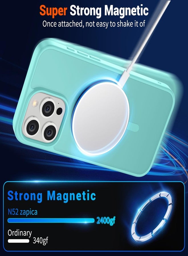استلق جراب SUPFINE المغناطيسي لهاتف iPhone 15 Pro (متوافق مع MagSafe) (حماية من السقوط بمعايير عسكرية) غطاء هاتف شفاف غير لامع مقاوم للصدمات، أزرق مخضر - Image 5