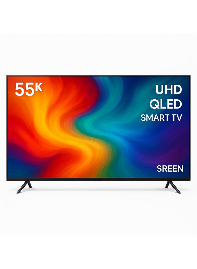 SREEN SREEN 55-Inch UHD QLED Smart TV | webOS | Magic Remote | Dolby Audio | YouTube | Netflix | HDMI | Bluetooth | Black  - Image 1