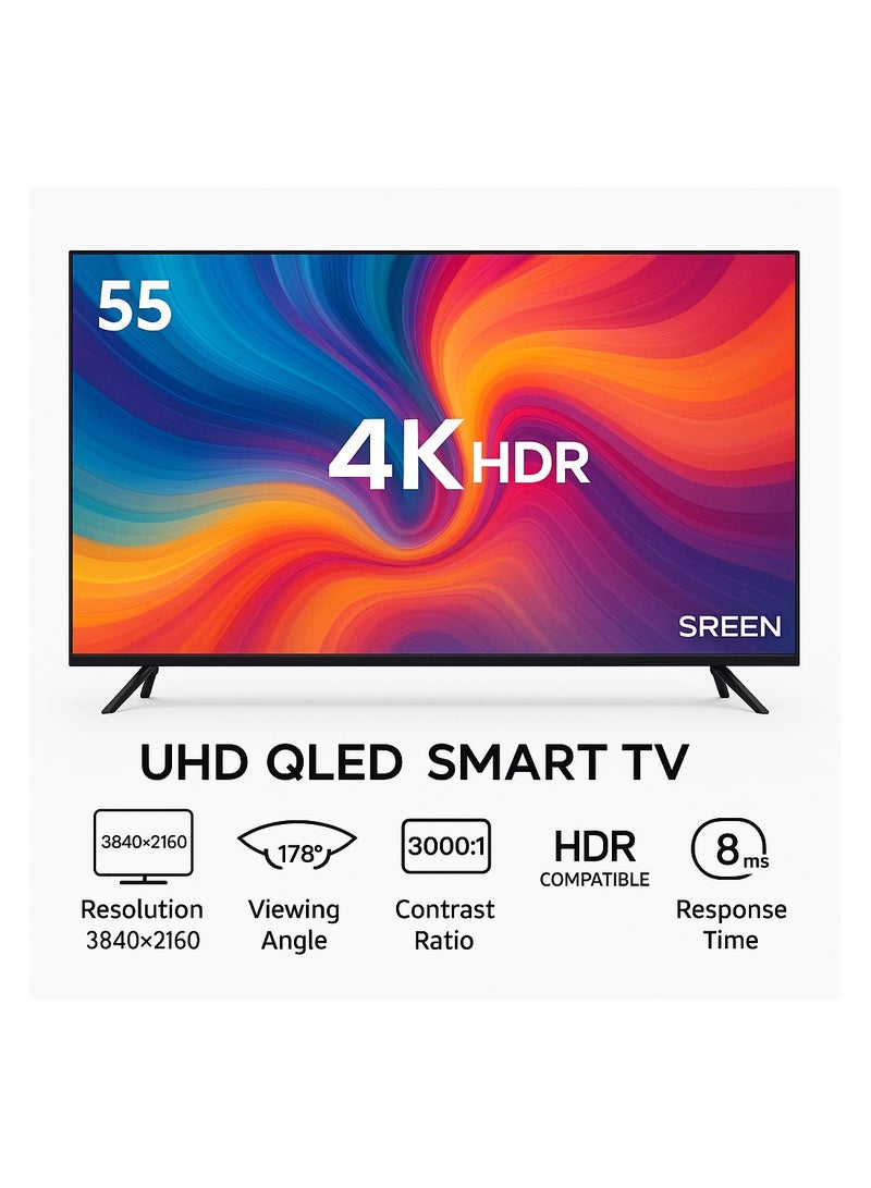 SREEN SREEN 55-Inch UHD QLED Smart TV | webOS | Magic Remote | Dolby Audio | YouTube | Netflix | HDMI | Bluetooth | Black  - Image 3