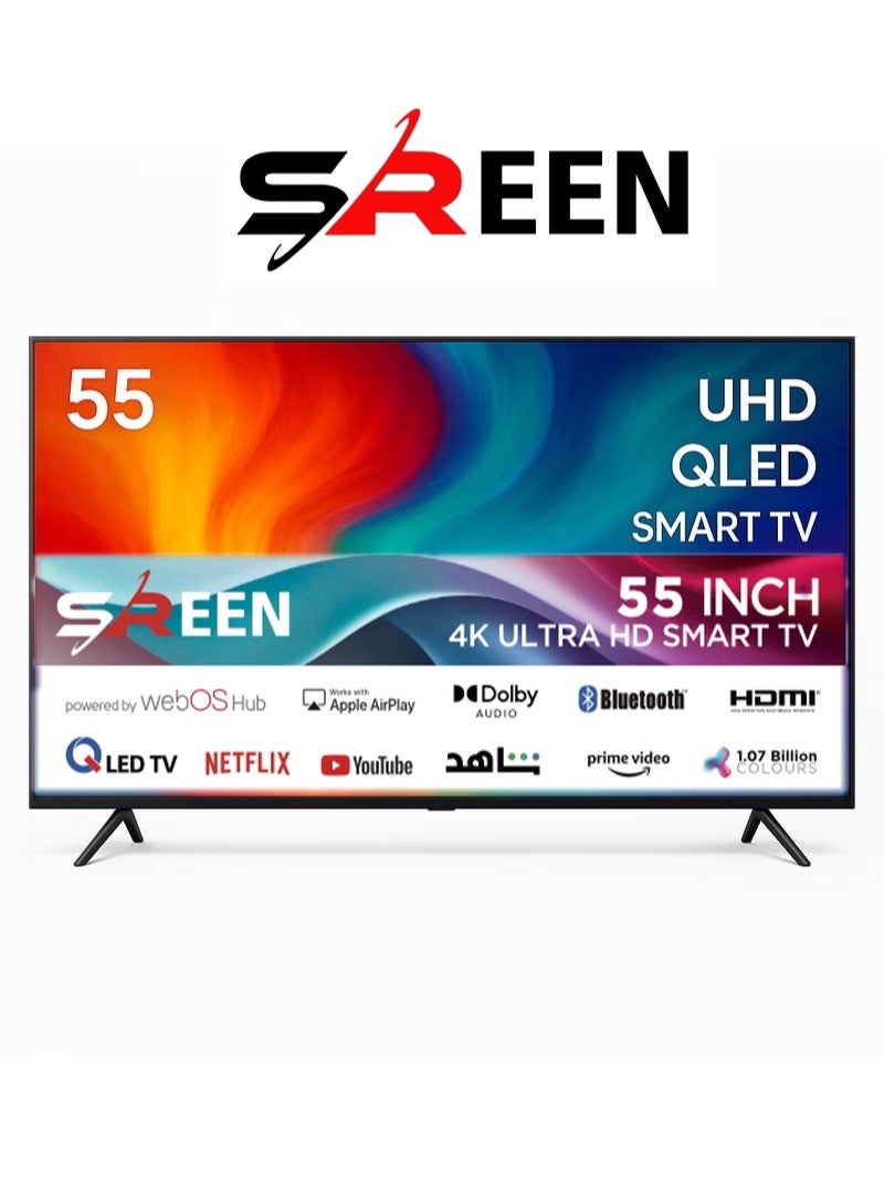 سرين شاشة سرين 55 بوصة QLED UHD سمارت بنظام WebOS وريموت ماجيك ودولبي أوديو ويوتيوب ونتفلكس وبلوتوث - Image 1