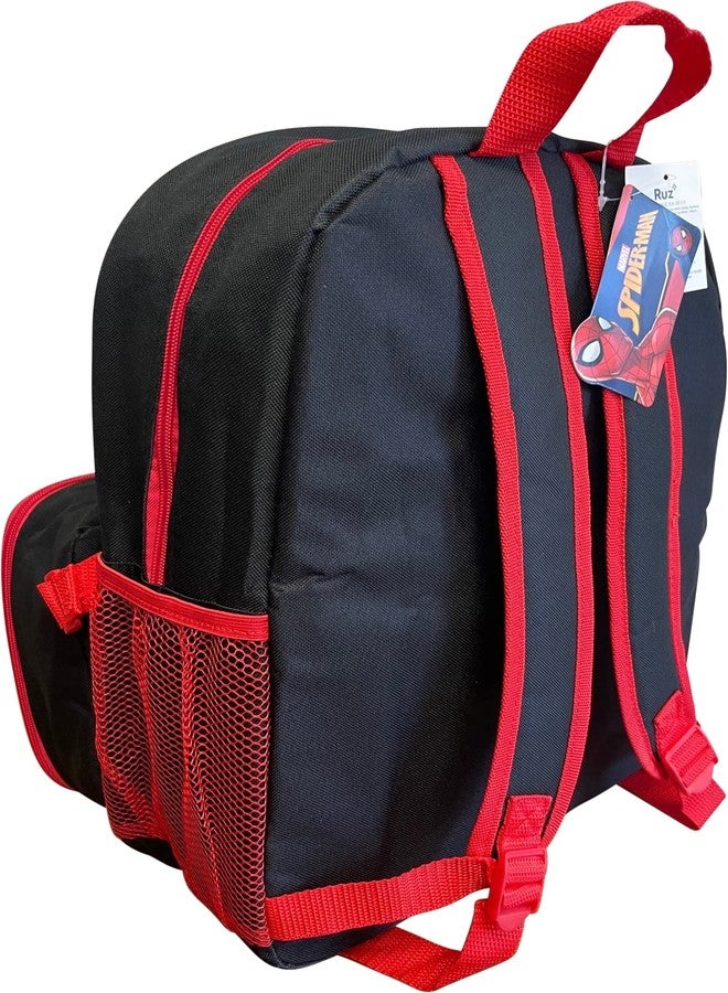 Ruz Spiderman Boys 16 Inch Backpack With Removable Matching Lunch Box Set (Black-Red) - Image 5