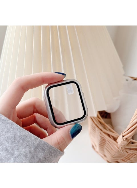 Suitable For Apple Watch Pc Plastic Protective Case Solid Color Integrated Protective Case Iwatch34567SE8 Representative Shell-Color:Silver-Appearance Size:42mm Carton Packaging