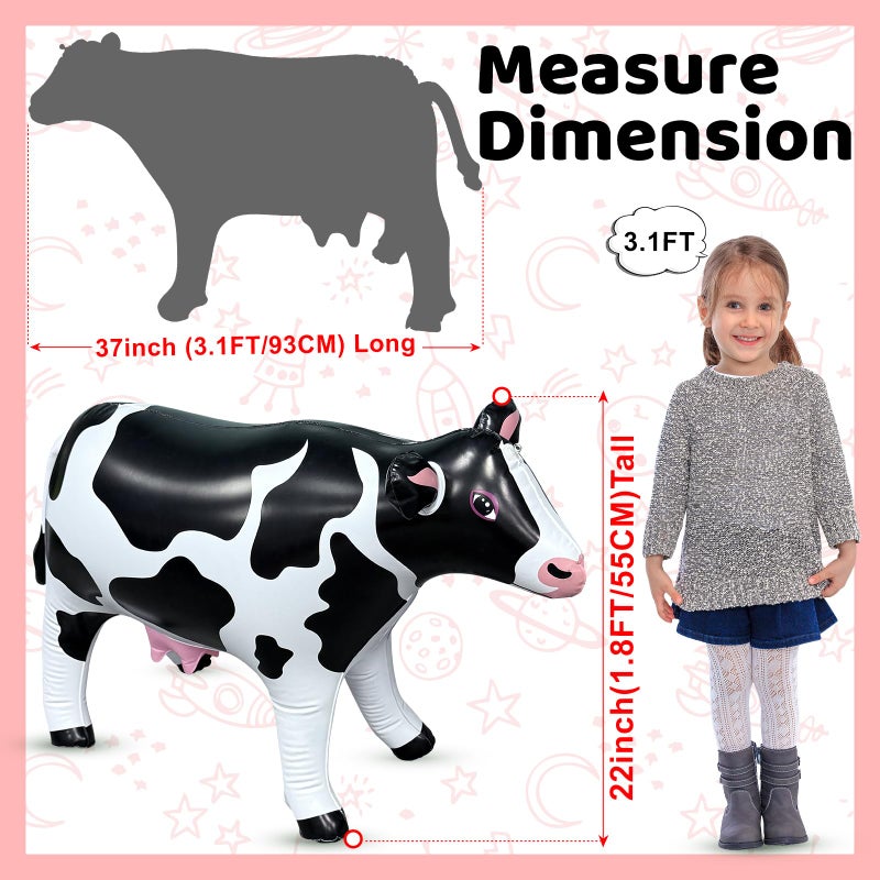anroog 37" Long Inflatable Cow for Inflatable UFO 22" Tall Giant Cow Blow Up Decorations Animals Theme Outdoor Party Indoor Decor - Image 3