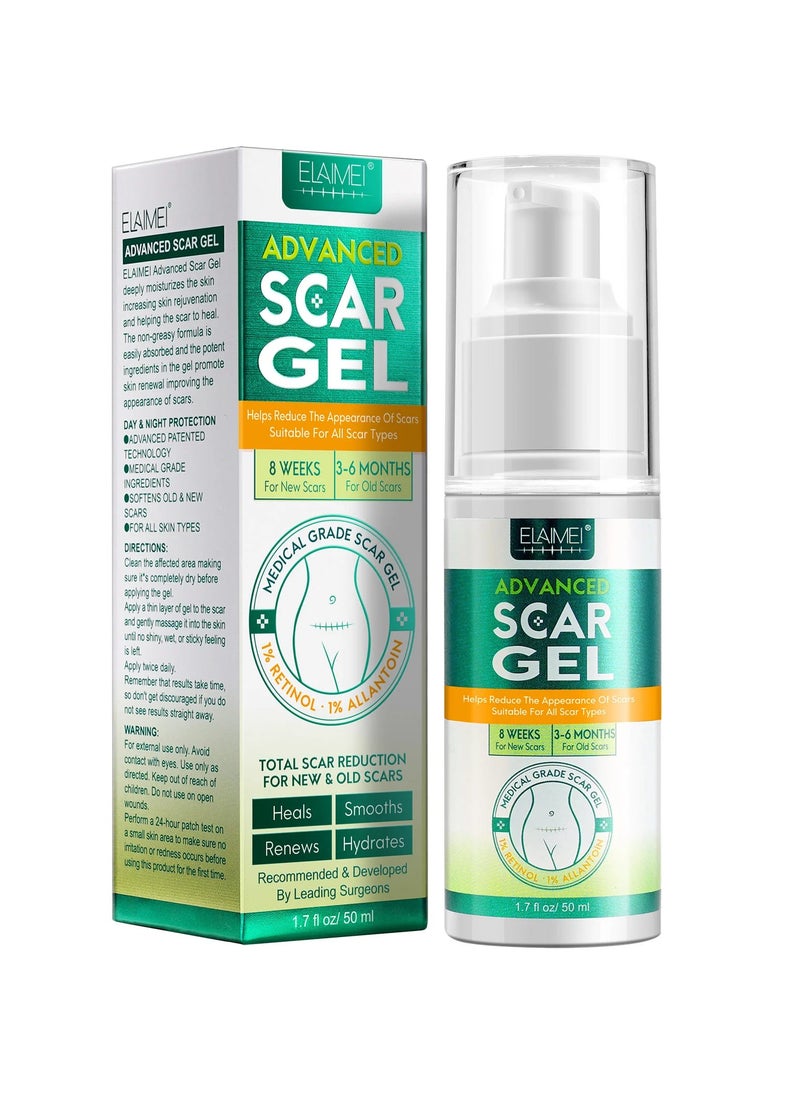 Elaimei Elaimei Advanced Scar Cream Gel - Silicone Gel Scar Removal Treatments for Body, Surgical Scars, C-Section, Stretch Marks, Acne, Keloids, Burns, Old & New Scars 1.7 oz 50ML  - Image 1