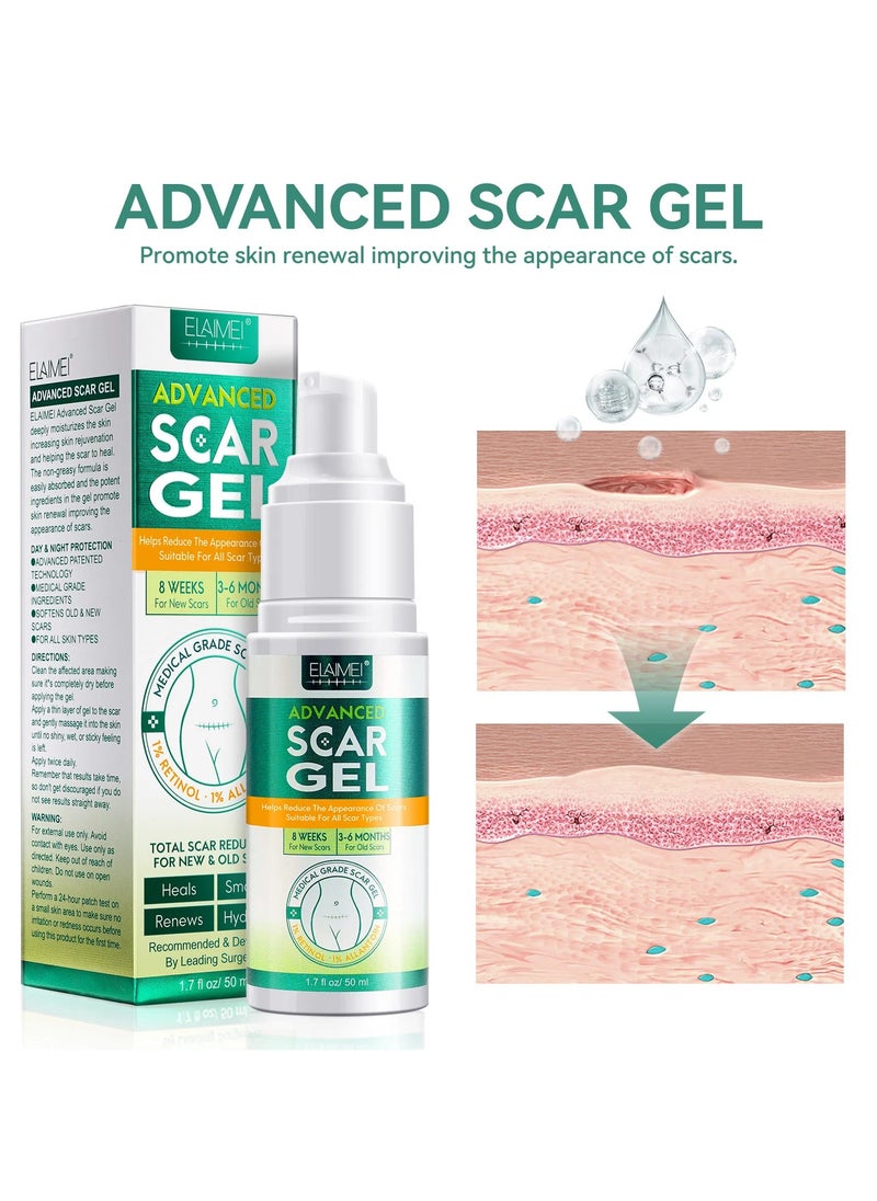 Elaimei Elaimei Advanced Scar Cream Gel - Silicone Gel Scar Removal Treatments for Body, Surgical Scars, C-Section, Stretch Marks, Acne, Keloids, Burns, Old & New Scars 1.7 oz 50ML  - Image 2