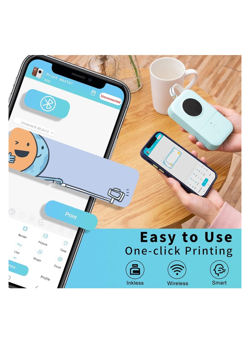General - Labeller, Portable Bluetooth Mini Label Printer, Smartphone Handheld Thermal Sticker Small Sticker Multi-Template Font Icon Inkless for Home Office - Image 1
