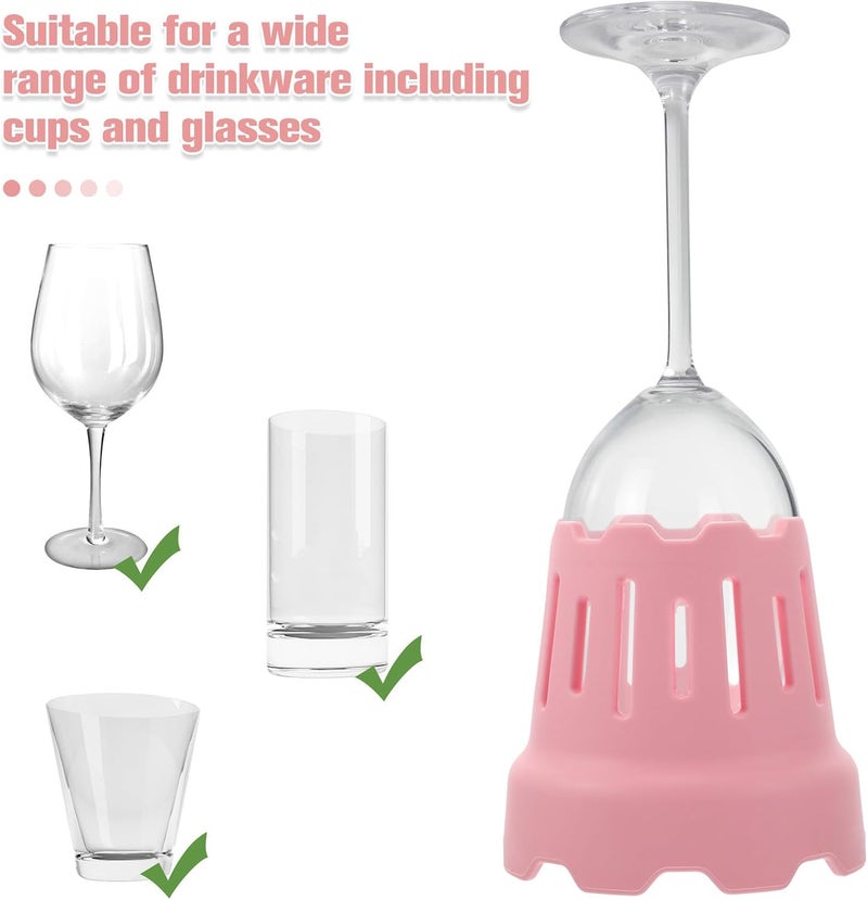 Pink Silicone Bottle Rack Dryer with Water Control Design for Quick Drying, Minimalist Mug and Milk Bottle Drying Rack for Kitchen Use - Image 3