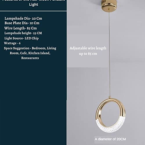 Harold Electricals Half Moon Hanging Pendent Light Suitable for Living Room- Pack of 1(Warm White Light)(Metal) - Image 3