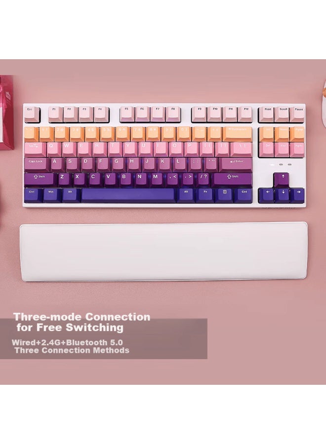 Dearmo F87 Mechanical Keyboard, Tri-mode Hot-swappable Customizable Keyboard, Rgb Backlit Gaming Keyboard For Laptops And Office Use, Gradient Purple, Red Switches - Image 1