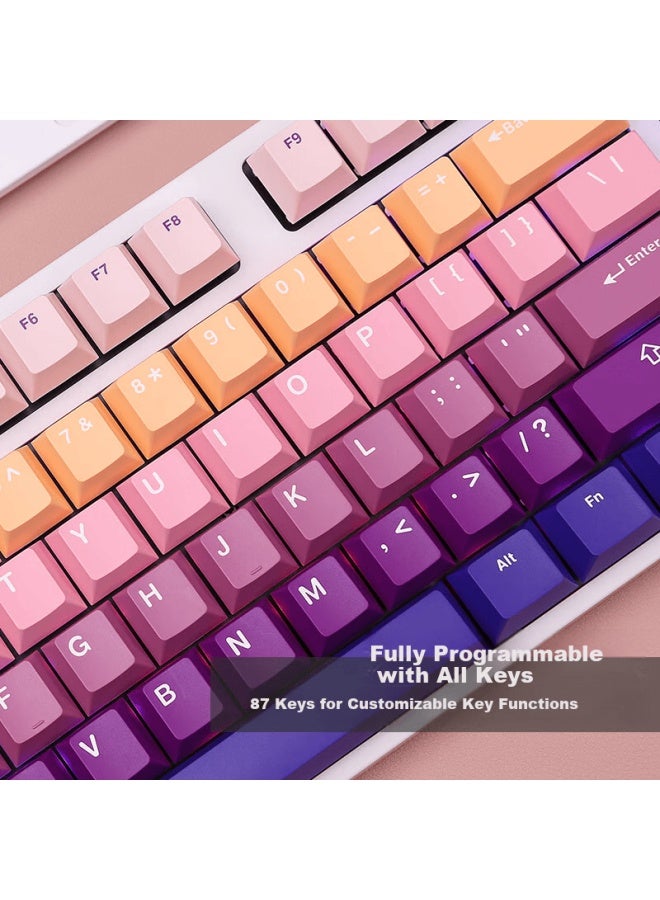 Dearmo F87 Mechanical Keyboard, Tri-mode Hot-swappable Customizable Keyboard, Rgb Backlit Gaming Keyboard For Laptops And Office Use, Gradient Purple, Red Switches - Image 4