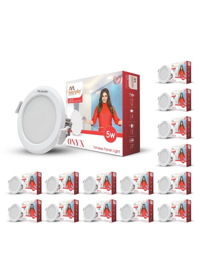 Murphy Trimless Round LED Panel Light - 5W Cool White | Glare-Free, Recessed Ceiling Downlight for Home & Commercial - Pack of 15 - Image 1