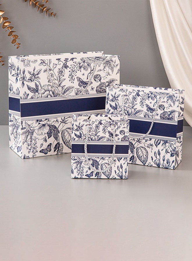 Hanayo 10 قطع أكياس هدايا حقيبة ورقية خفيفة الوزن حقيبة تغليف كبيرة تصميم أنيق أكياس تسوق قابلة لإعادة الاستخدام مناسبة لعيد الميلاد زفاف هدية نشاط توزيع يوم الحب (أزرق) - Image 5