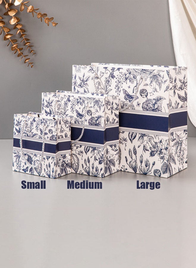 Hanayo 10 قطع أكياس هدايا حقيبة ورقية خفيفة الوزن حقيبة تغليف كبيرة تصميم أنيق أكياس تسوق قابلة لإعادة الاستخدام مناسبة لعيد الميلاد زفاف هدية نشاط توزيع يوم الحب (أزرق) - Image 3