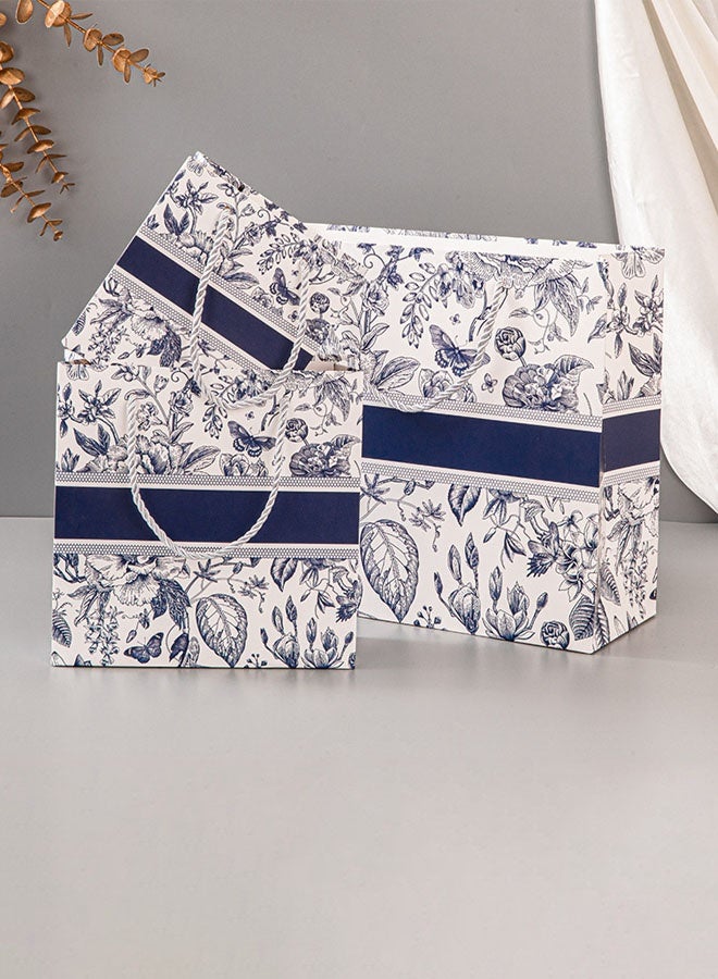 Hanayo 10 قطع أكياس هدايا حقيبة ورقية خفيفة الوزن حقيبة تغليف كبيرة تصميم أنيق أكياس تسوق قابلة لإعادة الاستخدام مناسبة لعيد الميلاد زفاف هدية نشاط توزيع يوم الحب (أزرق) - Image 4