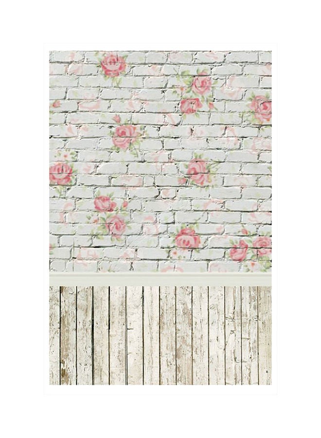 NIBEMINENT Flower Brick Wall Pattern Photography Studio Background Pink/Green/White  - Image 1