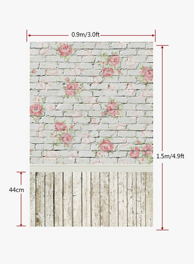 NIBEMINENT Flower Brick Wall Pattern Photography Studio Background Pink/Green/White  - Image 4