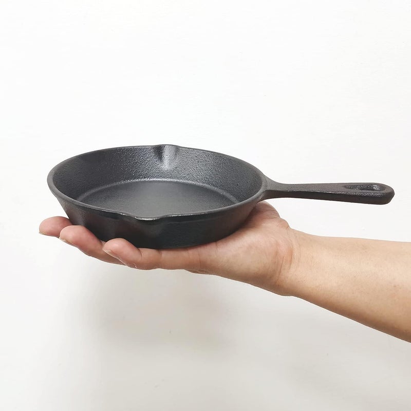 MOZUVE 6 Inch Cast Iron Skillet, Frying Pan with Drip-Spouts, Pre-seasoned Oven Safe Cookware, Camping Indoor and Outdoor Cooking, Grill Safe, Restaurant Chef Quality - Image 1