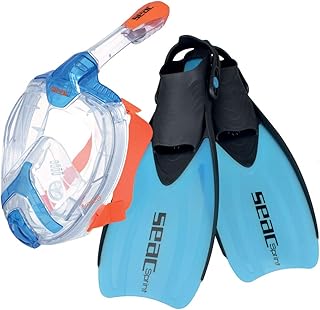 SEAC Set Unica Sprint, Snorkeling Set for Adults and Kids +10 with Full Face Snorkeling Mask and Fins, L-XL - Image 1